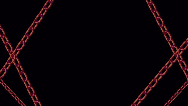 Brown Metal Chains Frame Animation on transparent alpha channels Background with Copy Space
