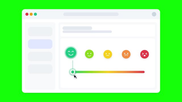 User feedback rating interface with emojis on green background