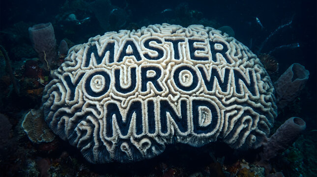 Master Your Own Mind Brain Coral Typography