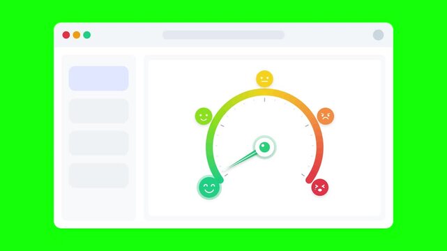 Customer satisfaction gauge windows set on green screen background