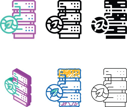 server chia cryptocurrency color icon forms vector. server chia cryptocurrency sign. isolated symbol illustration