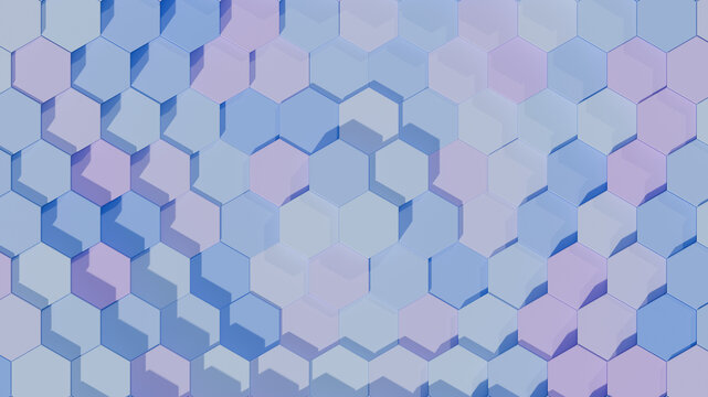 Isometric Hexagon Honeycomb Grid Blue Purple Lavender Height Wave Top-Down Background