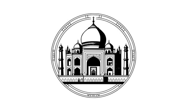 Taj Mahal India landmark flat vector illustration isolated on white