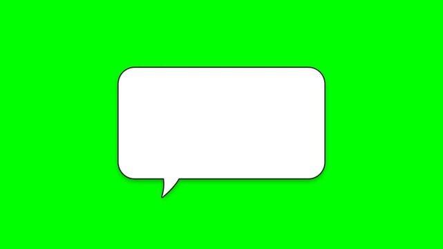 Blank white speech bubble on chroma key green background