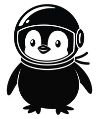Obraz premium Cute Penguin Astronaut Cartoon Character Illustration 
