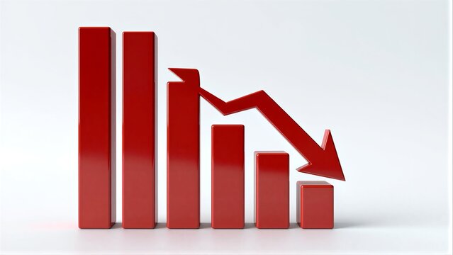 Red bars decline sharply, symbolizing economic downturn or market crash.