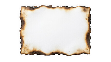 Fototapeta premium Blank vintage burnt paper sheet isolated on transparent background