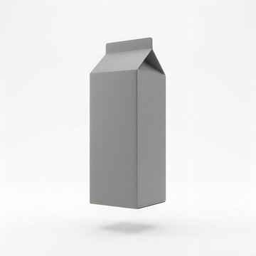 Gray empty milk carton standing upright