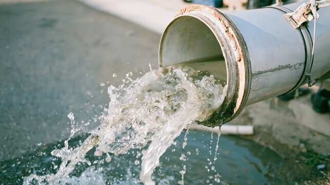 Industrial pipe wastewater discharge water pollution affecting environment