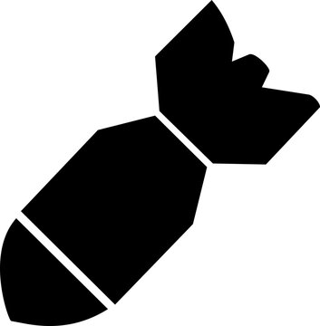 Indonesian National Armed Forces Anniversary bomb silhouette icon with bold black contrast for military defense celebration designs