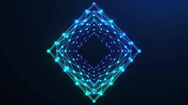 Rotating Wireframe Network Diamond 3D Animation