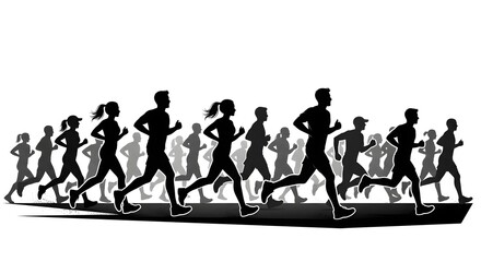 Obraz premium Black silhouette sequence illustrating progressive human evolution from an ape-like ancestor to an upright modern human figure.
