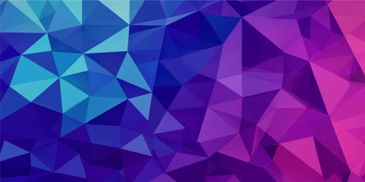 Blue Purple Low Poly Geometric Abstract Background with Vibrant Polygon Texture