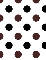 Seamless polka dot pattern background featuring black, brown, and white textile dot design. © HEMEL