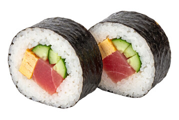Two pieces of tuna and cucumber futomaki sushi rolls © Md