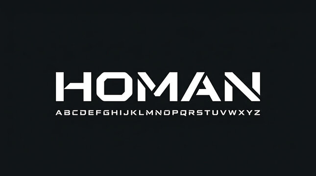 Modern Geometric Font Typography with Clean White Letters on a Dark Background