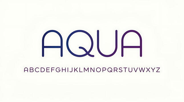 Minimalist Modern Rounded Font Alphabet Set with Gradient Blue and Purple Aqua Text Design