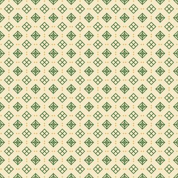 Hari Raya ketupat seamless pattern, green and gold on cream