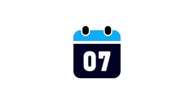 calendar simple icon animation and date icon animation. Animated Calendar icon isolated. Time and date 07, Date Managements Schedule icon isolated.

