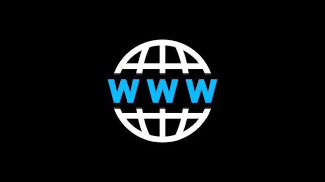 Futuristic global web globe icon featuring bold WWW letters representing internet connectivity, digital communication, worldwide networking, technology, website access, online services, cyberspace,  
