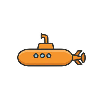 Orange submarine with periscope and tail fins