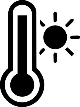 International Day for Disaster Risk Reduction thermometer icon representing extreme heat waves and climate emergency warning alert