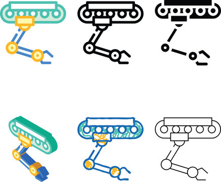 robotic hand on rail color icon multipack vector. robotic hand on rail sign. isolated symbol illustration