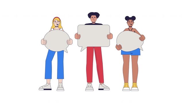 Diverse citizens representing different choices and options cartoon animation. Political preferences. Society polarization animated flat 2D characters 4K video on transparent background