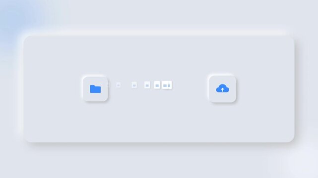 Neumorphic folder to cloud document transfer animation