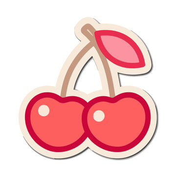 Cherry icon with leaf