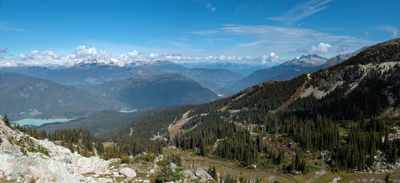 Panoramic view of Whistler from the Blackcomb peak, British Columbia, Canada