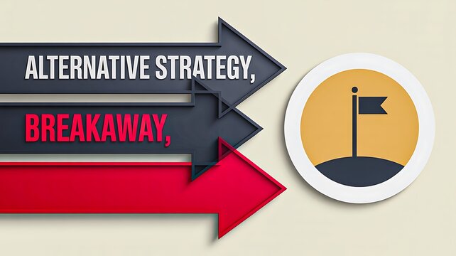 Alternative strategy concept showing arrows toward a breakthrough and new direction for business success
