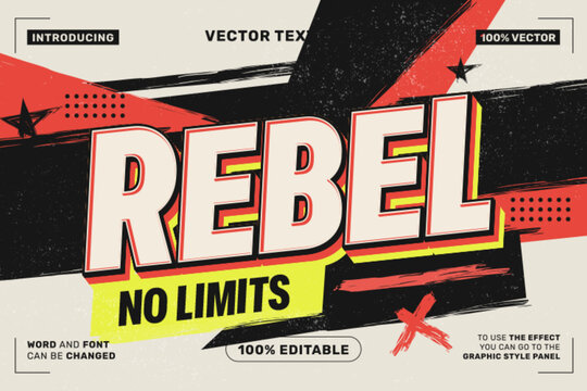 Editable Rebel Punk Text Effect for Poster Branding and Apparel Design
