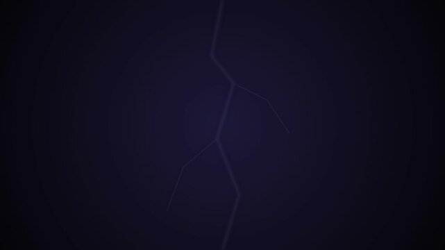 Lightning bolt flashes brightly across a dark purple night sky during a heavy thunderstorm with dramatic atmospheric weather effects and powerful electrical energy discharges in nature