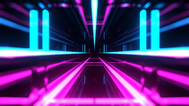 Blue and Pink Bright Flashing Neon Party Lights Background VJ Loop in 4K