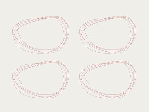 Set of Abstract Continuous Line Scribble Frames on Minimalist Beige Background