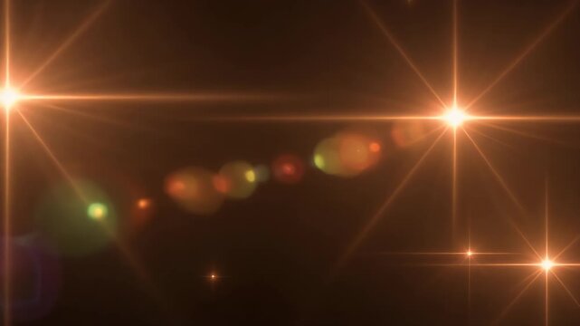 Triptych of abstract warm-toned light flares and bokeh effects on a dark background.