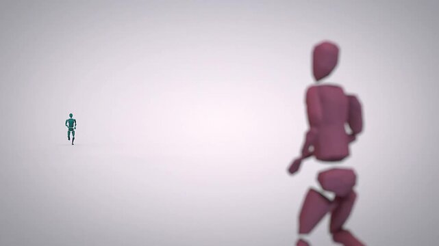 Two Runners Competing in a Race for Sports Fitness Competition and Athletic Performance 2D Animation