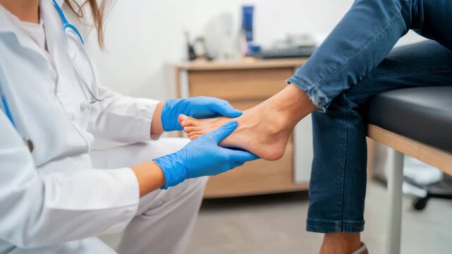 Doctor examining patient's foot for medical injury