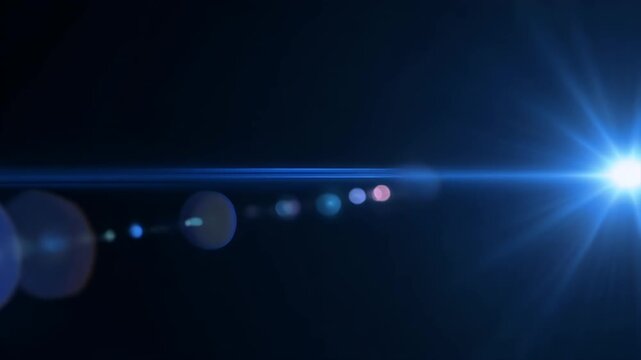 Triptych of bright blue lens flares with starburst effects and bokeh circles.