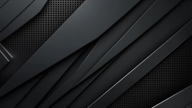 Abstract dark background with layered geometric shapes and perforated textures.