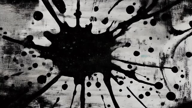 Abstract monochrome pattern with dark splatters and textured background.