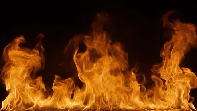 A horizontal composition of three panels, each displaying vibrant orange flames against a dark background.