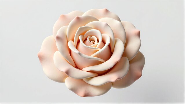 Delicate pink rose with soft petals, centered against a minimalist white background.
