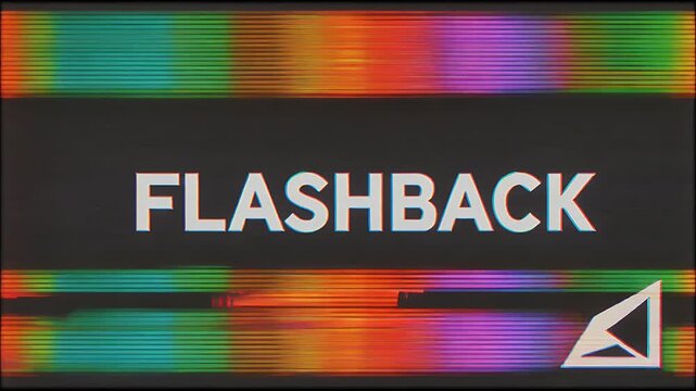 Three horizontal bars display the word "FLASHBACK" with glitch effects.