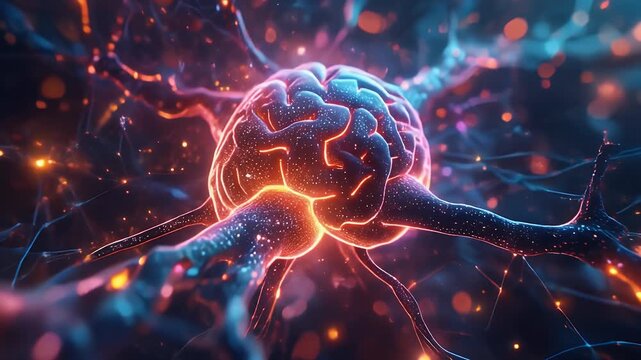 A vivid visualization of a neural network, depicting the intricate connections and electrical activity within the brain.