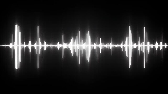 Three distinct white sound waves pulsating against a black background.
