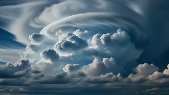 Dramatic cumulonimbus cloud formations dominate the sky.