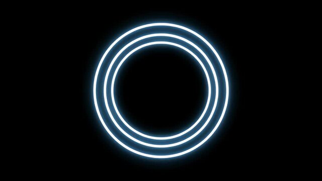 Three glowing neon circles stacked vertically on a black background.