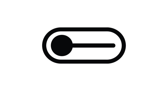 Toggle switch icon with circular thumb on white background